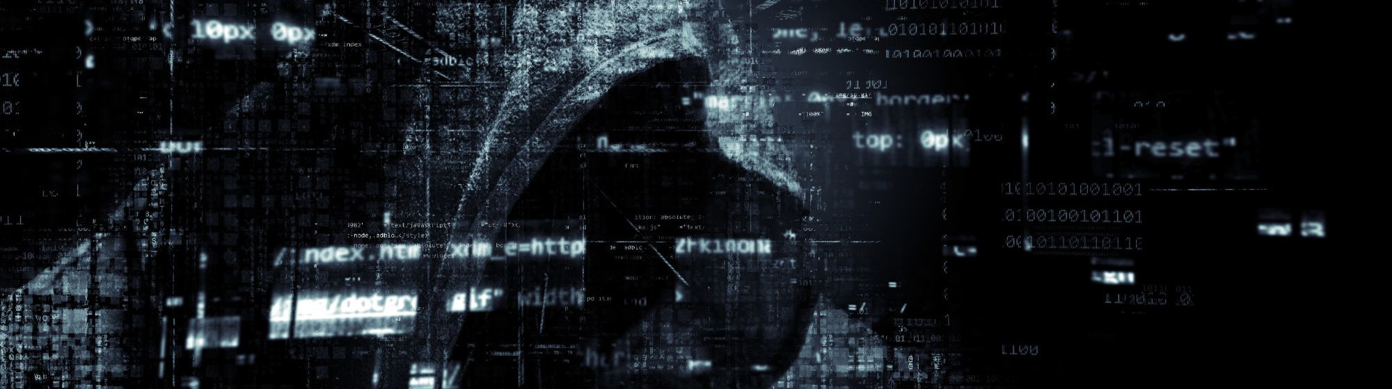 Silhouette of a hooded hacker in a dark digital environment, illustrating cybercrime threats during summer.