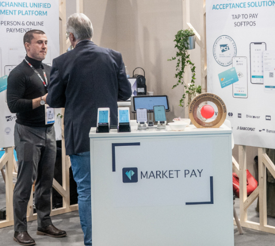 A TRUSTECH Innovation Award display on a stand winner