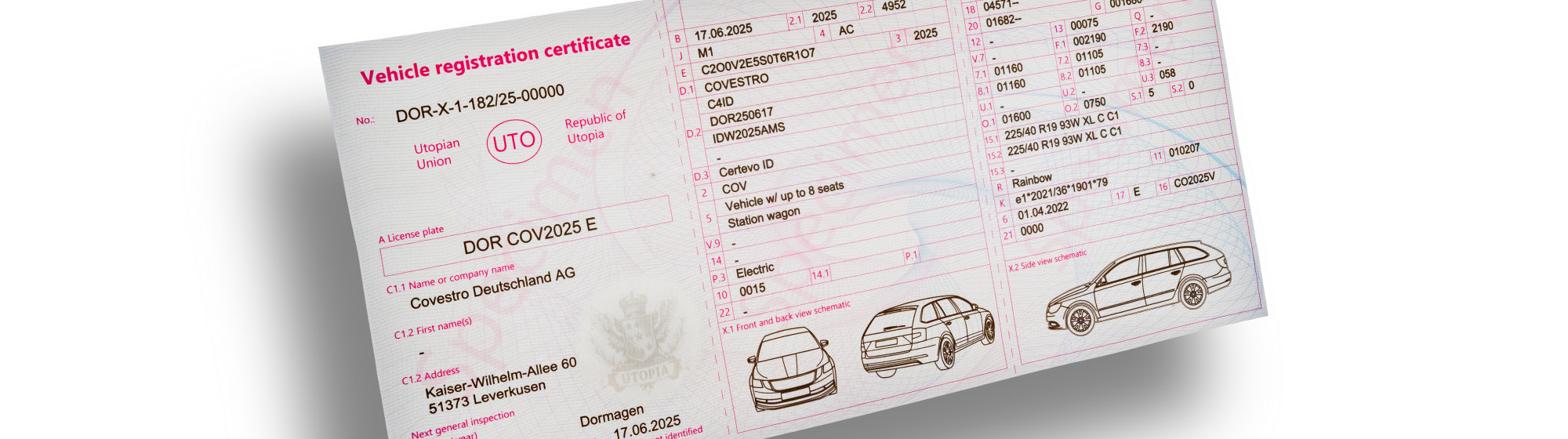 VIew of a vehicle immatriculation to demonstrate the security of the document