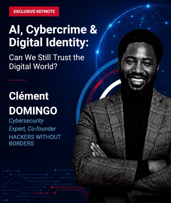 Portrait Clément DOMINGO announcing his keynote on AI and Digital Identity